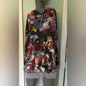 Gilli Supersoft Hoodie Floral Pockets Pullover Teal Pink Red 1X